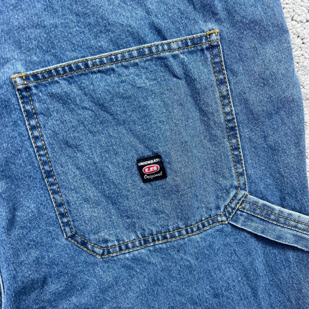 Unionbay Overalls Size Large Blue Denim Bib Jumper Pockets Utility Workwear - Picture 11 of 16